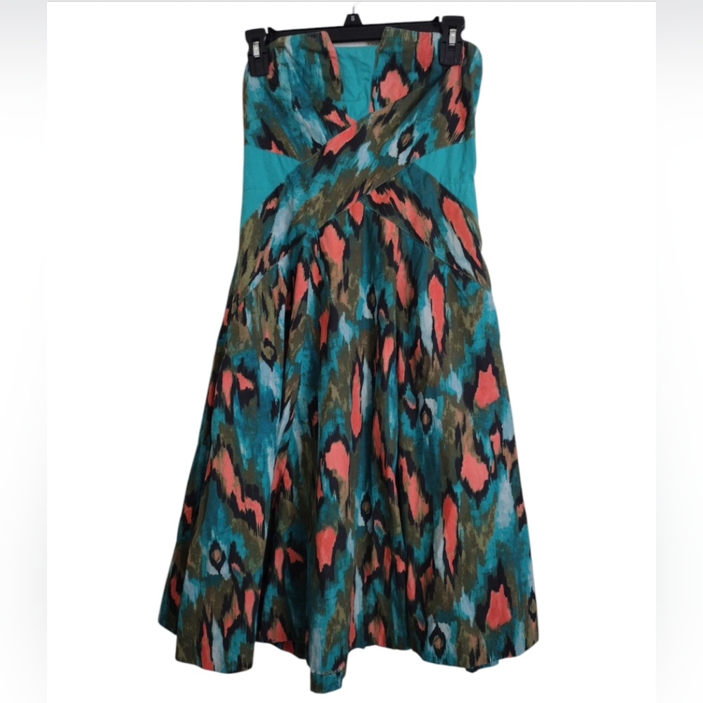 Girls from Savoy Anthropologie Colorful Pattern cotton Strapless Dress size 6